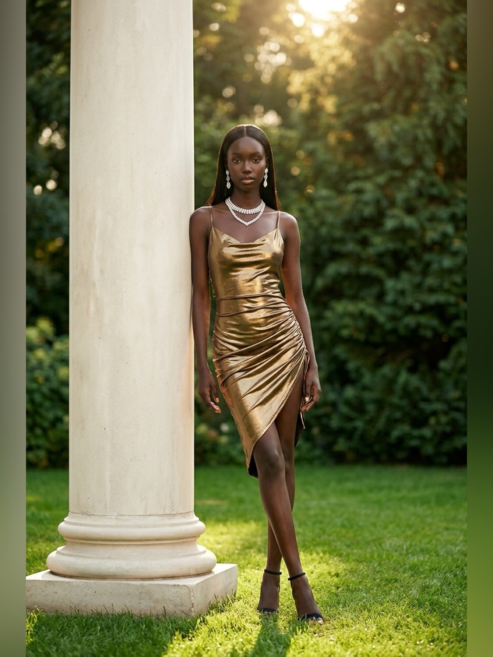 Vidussa Elegant Gold Metallic Dress -Size Small
